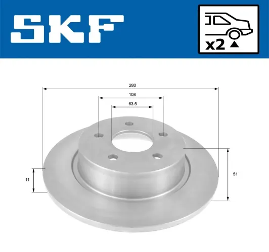 Bremsscheibe Hinterachse SKF VKBD 90121 S2 Bild Bremsscheibe Hinterachse SKF VKBD 90121 S2