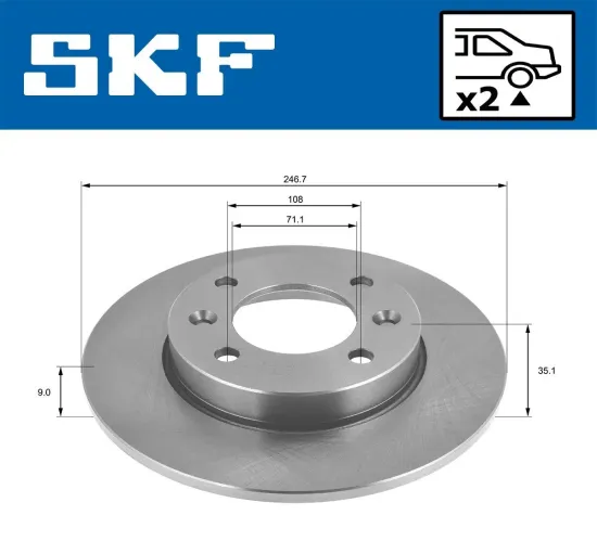 Bremsscheibe Hinterachse SKF VKBD 90188 S2 Bild Bremsscheibe Hinterachse SKF VKBD 90188 S2