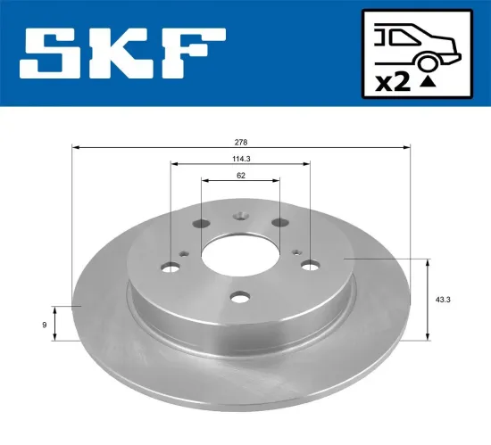 Bremsscheibe Hinterachse SKF VKBD 90214 S2 Bild Bremsscheibe Hinterachse SKF VKBD 90214 S2