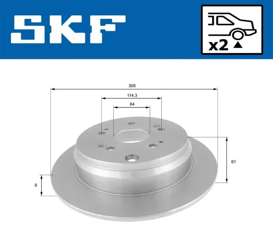 Bremsscheibe Hinterachse SKF VKBD 90325 S2 Bild Bremsscheibe Hinterachse SKF VKBD 90325 S2