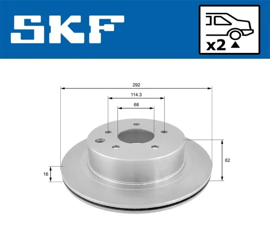Bremsscheibe Hinterachse SKF VKBD 90355 V2 Bild Bremsscheibe Hinterachse SKF VKBD 90355 V2