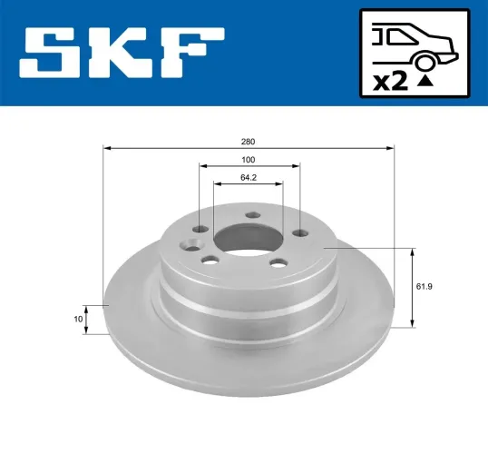 Bremsscheibe Hinterachse SKF VKBD 90491 S2 Bild Bremsscheibe Hinterachse SKF VKBD 90491 S2