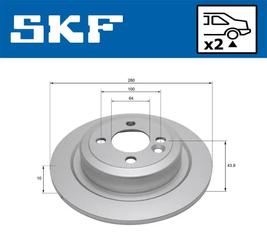 Bremsscheibe Hinterachse SKF VKBD 90496 S2 Bild Bremsscheibe Hinterachse SKF VKBD 90496 S2