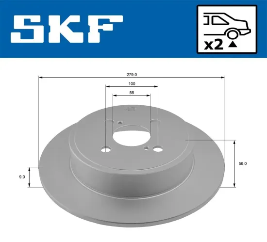 Bremsscheibe Hinterachse SKF VKBD 90552 S2 Bild Bremsscheibe Hinterachse SKF VKBD 90552 S2