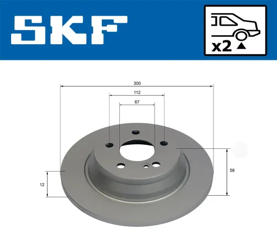 Bremsscheibe Hinterachse SKF VKBD 90638 S2 Bild Bremsscheibe Hinterachse SKF VKBD 90638 S2