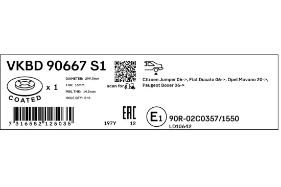 Bremsscheibe Hinterachse SKF VKBD 90667 S1 Bild Bremsscheibe Hinterachse SKF VKBD 90667 S1