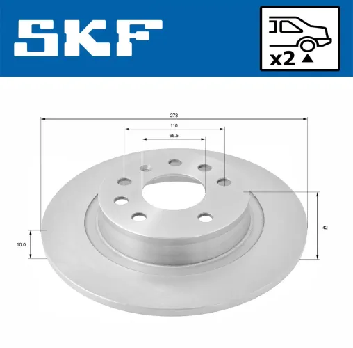 Bremsscheibe Hinterachse SKF VKBD 91042 S2 Bild Bremsscheibe Hinterachse SKF VKBD 91042 S2