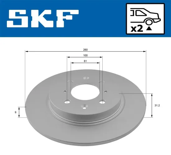 Bremsscheibe Hinterachse SKF VKBD 91128 S2 Bild Bremsscheibe Hinterachse SKF VKBD 91128 S2