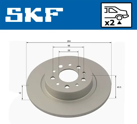 Bremsscheibe Hinterachse SKF VKBD 91193 S2 Bild Bremsscheibe Hinterachse SKF VKBD 91193 S2
