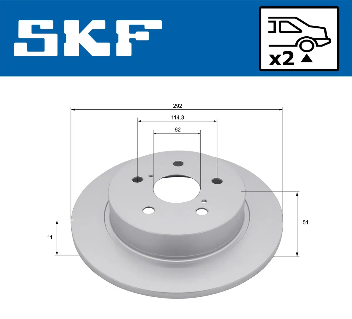Bremsscheibe Hinterachse SKF VKBD 91385 S2