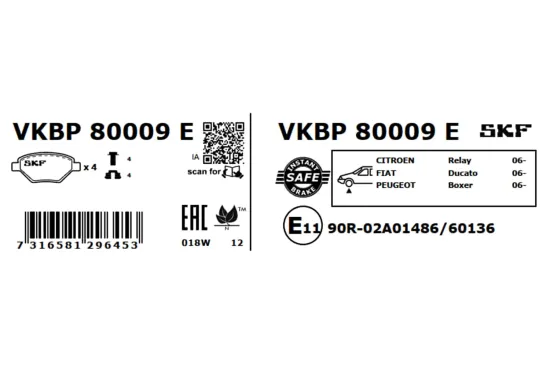 Bremsbelagsatz, Scheibenbremse SKF VKBP 80009 E Bild Bremsbelagsatz, Scheibenbremse SKF VKBP 80009 E