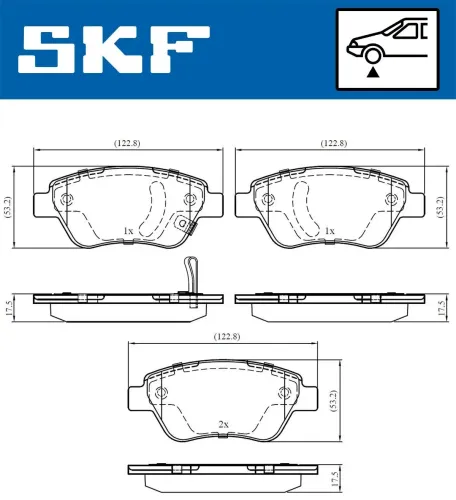 Bremsbelagsatz, Scheibenbremse SKF VKBP 80017 A Bild Bremsbelagsatz, Scheibenbremse SKF VKBP 80017 A