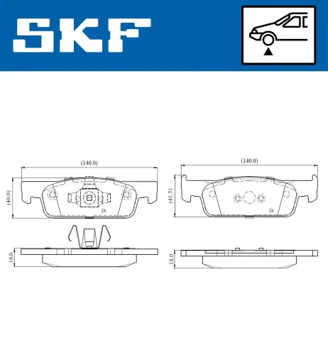 Bremsbelagsatz, Scheibenbremse SKF VKBP 80019 Bild Bremsbelagsatz, Scheibenbremse SKF VKBP 80019