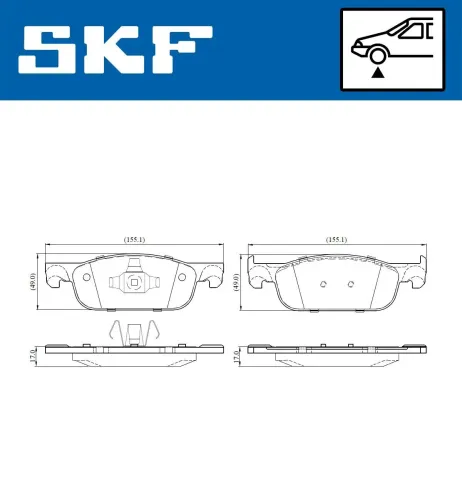 Bremsbelagsatz, Scheibenbremse Vorderachse SKF VKBP 80020 Bild Bremsbelagsatz, Scheibenbremse Vorderachse SKF VKBP 80020