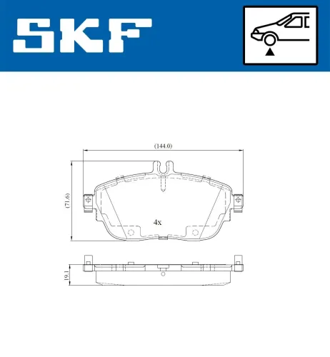 Bremsbelagsatz, Scheibenbremse Vorderachse SKF VKBP 80028 Bild Bremsbelagsatz, Scheibenbremse Vorderachse SKF VKBP 80028