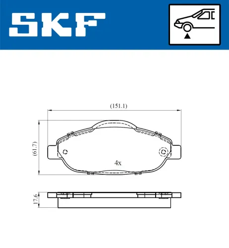 Bremsbelagsatz, Scheibenbremse SKF VKBP 80038 Bild Bremsbelagsatz, Scheibenbremse SKF VKBP 80038