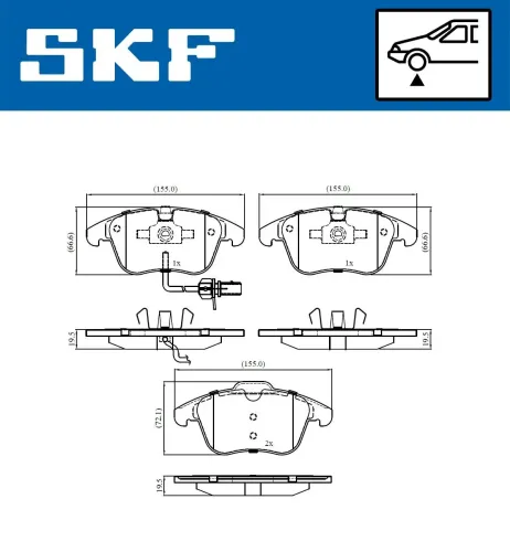 Bremsbelagsatz, Scheibenbremse SKF VKBP 80046 E Bild Bremsbelagsatz, Scheibenbremse SKF VKBP 80046 E