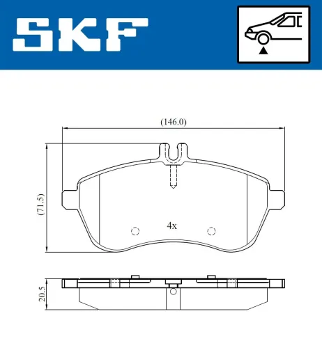 Bremsbelagsatz, Scheibenbremse SKF VKBP 80051 Bild Bremsbelagsatz, Scheibenbremse SKF VKBP 80051