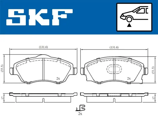 Bremsbelagsatz, Scheibenbremse SKF VKBP 80062 A Bild Bremsbelagsatz, Scheibenbremse SKF VKBP 80062 A