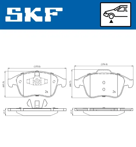 Bremsbelagsatz, Scheibenbremse SKF VKBP 80063 Bild Bremsbelagsatz, Scheibenbremse SKF VKBP 80063