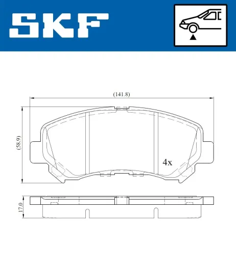 Bremsbelagsatz, Scheibenbremse SKF VKBP 80069 Bild Bremsbelagsatz, Scheibenbremse SKF VKBP 80069