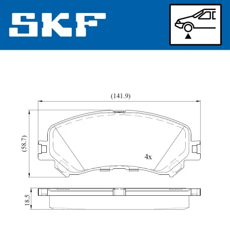 Bremsbelagsatz, Scheibenbremse Vorderachse SKF VKBP 80076 Bild Bremsbelagsatz, Scheibenbremse Vorderachse SKF VKBP 80076