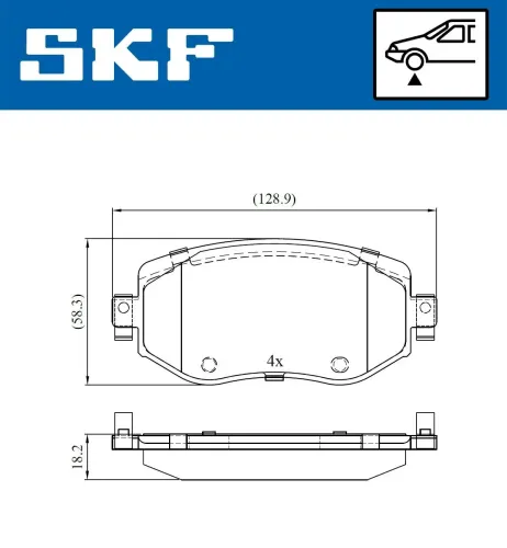 Bremsbelagsatz, Scheibenbremse SKF VKBP 80083 Bild Bremsbelagsatz, Scheibenbremse SKF VKBP 80083