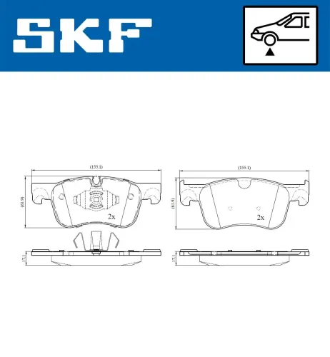 Bremsbelagsatz, Scheibenbremse SKF VKBP 80086 Bild Bremsbelagsatz, Scheibenbremse SKF VKBP 80086