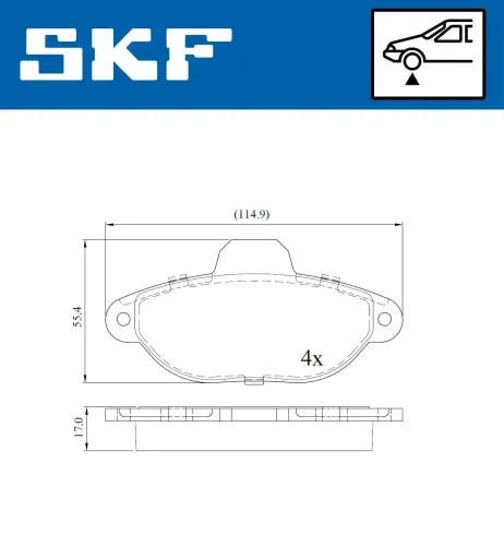 Bremsbelagsatz, Scheibenbremse SKF VKBP 80087 E Bild Bremsbelagsatz, Scheibenbremse SKF VKBP 80087 E