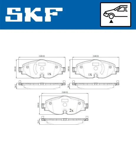 Bremsbelagsatz, Scheibenbremse SKF VKBP 80104 Bild Bremsbelagsatz, Scheibenbremse SKF VKBP 80104