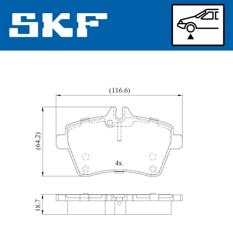 Bremsbelagsatz, Scheibenbremse SKF VKBP 80105 Bild Bremsbelagsatz, Scheibenbremse SKF VKBP 80105