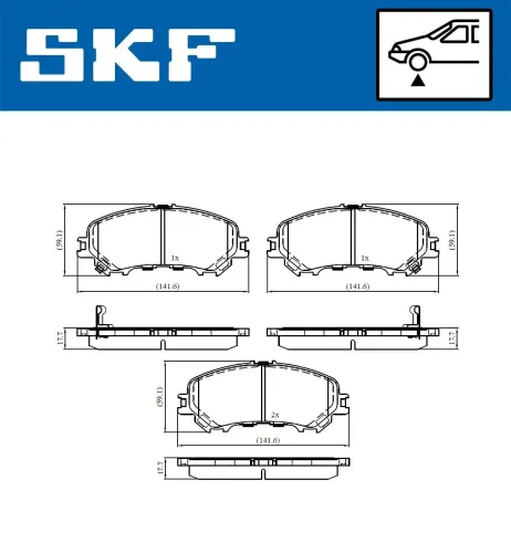 Bremsbelagsatz, Scheibenbremse SKF VKBP 80108 A Bild Bremsbelagsatz, Scheibenbremse SKF VKBP 80108 A