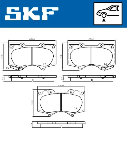 Bremsbelagsatz, Scheibenbremse Vorderachse SKF VKBP 80135 A Bild Bremsbelagsatz, Scheibenbremse Vorderachse SKF VKBP 80135 A