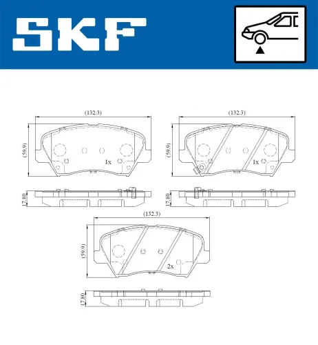 Bremsbelagsatz, Scheibenbremse SKF VKBP 80161 A Bild Bremsbelagsatz, Scheibenbremse SKF VKBP 80161 A