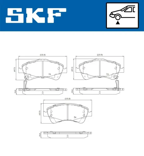 Bremsbelagsatz, Scheibenbremse Vorderachse SKF VKBP 80167 A Bild Bremsbelagsatz, Scheibenbremse Vorderachse SKF VKBP 80167 A