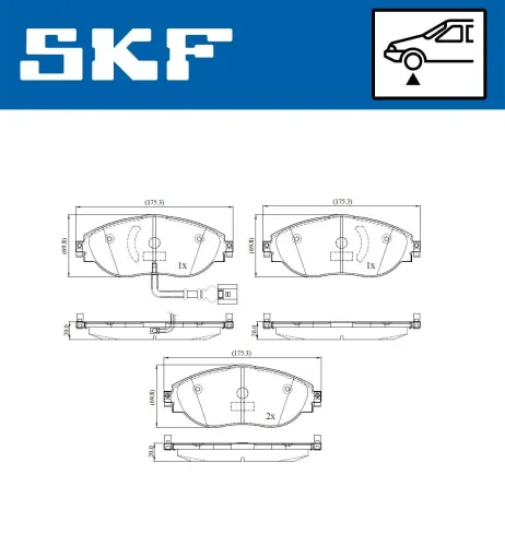 Bremsbelagsatz, Scheibenbremse SKF VKBP 80176 E Bild Bremsbelagsatz, Scheibenbremse SKF VKBP 80176 E