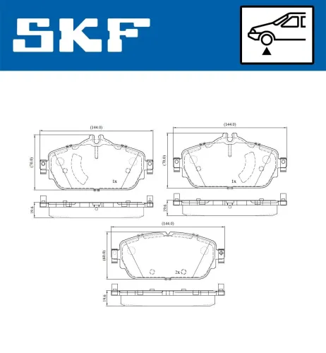 Bremsbelagsatz, Scheibenbremse SKF VKBP 80196 Bild Bremsbelagsatz, Scheibenbremse SKF VKBP 80196