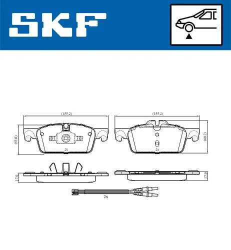 Bremsbelagsatz, Scheibenbremse SKF VKBP 80207 E Bild Bremsbelagsatz, Scheibenbremse SKF VKBP 80207 E