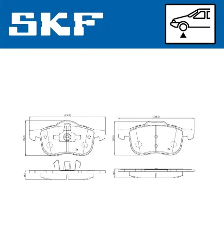 Bremsbelagsatz, Scheibenbremse SKF VKBP 80215 Bild Bremsbelagsatz, Scheibenbremse SKF VKBP 80215