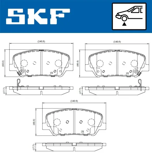 Bremsbelagsatz, Scheibenbremse SKF VKBP 80228 A Bild Bremsbelagsatz, Scheibenbremse SKF VKBP 80228 A