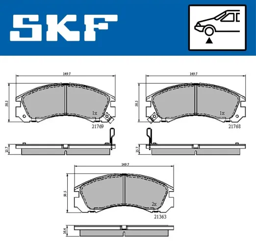 Bremsbelagsatz, Scheibenbremse SKF VKBP 80230 A Bild Bremsbelagsatz, Scheibenbremse SKF VKBP 80230 A