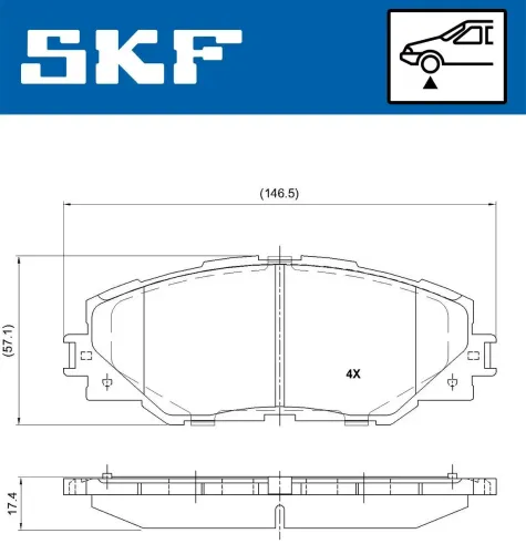 Bremsbelagsatz, Scheibenbremse Vorderachse SKF VKBP 80235 Bild Bremsbelagsatz, Scheibenbremse Vorderachse SKF VKBP 80235