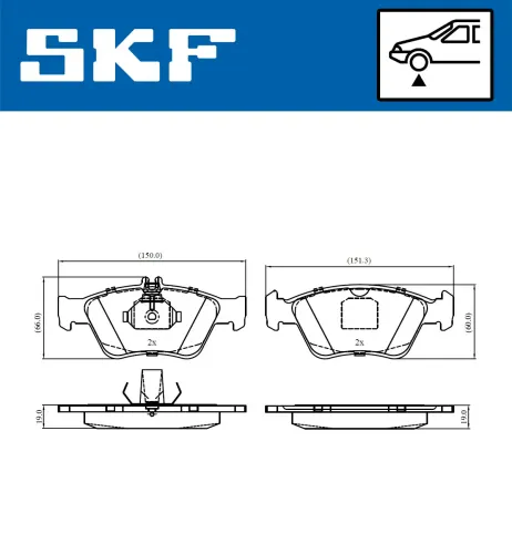 Bremsbelagsatz, Scheibenbremse SKF VKBP 80243 Bild Bremsbelagsatz, Scheibenbremse SKF VKBP 80243