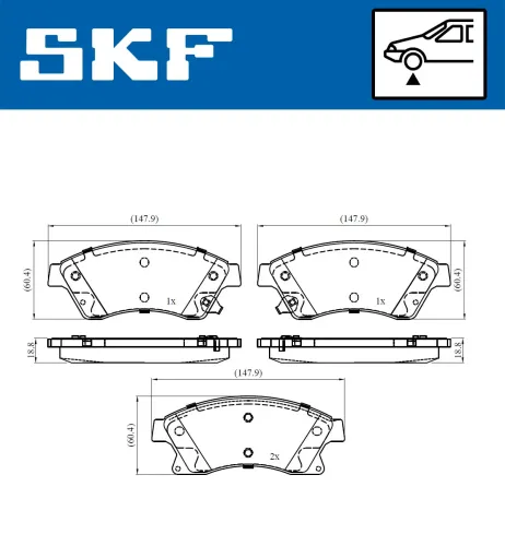 Bremsbelagsatz, Scheibenbremse SKF VKBP 80245 A Bild Bremsbelagsatz, Scheibenbremse SKF VKBP 80245 A