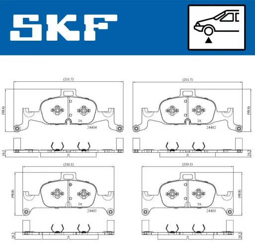 Bremsbelagsatz, Scheibenbremse Vorderachse SKF VKBP 80277 Bild Bremsbelagsatz, Scheibenbremse Vorderachse SKF VKBP 80277