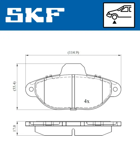 Bremsbelagsatz, Scheibenbremse SKF VKBP 80284 E Bild Bremsbelagsatz, Scheibenbremse SKF VKBP 80284 E