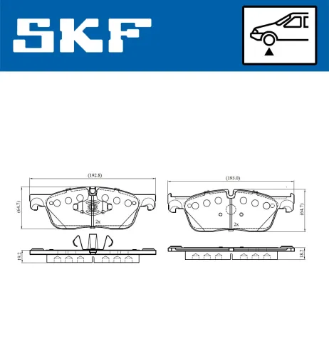 Bremsbelagsatz, Scheibenbremse Vorderachse SKF VKBP 80290 Bild Bremsbelagsatz, Scheibenbremse Vorderachse SKF VKBP 80290