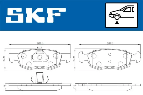 Bremsbelagsatz, Scheibenbremse Vorderachse SKF VKBP 80294 Bild Bremsbelagsatz, Scheibenbremse Vorderachse SKF VKBP 80294