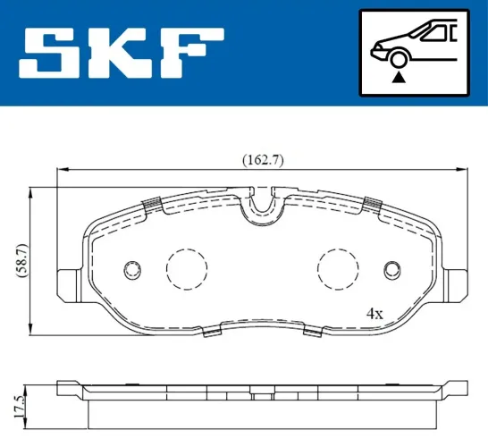Bremsbelagsatz, Scheibenbremse Vorderachse SKF VKBP 80306 Bild Bremsbelagsatz, Scheibenbremse Vorderachse SKF VKBP 80306