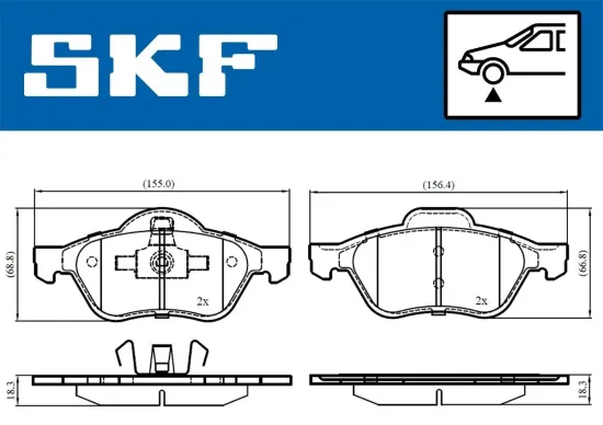 Bremsbelagsatz, Scheibenbremse SKF VKBP 80309 Bild Bremsbelagsatz, Scheibenbremse SKF VKBP 80309